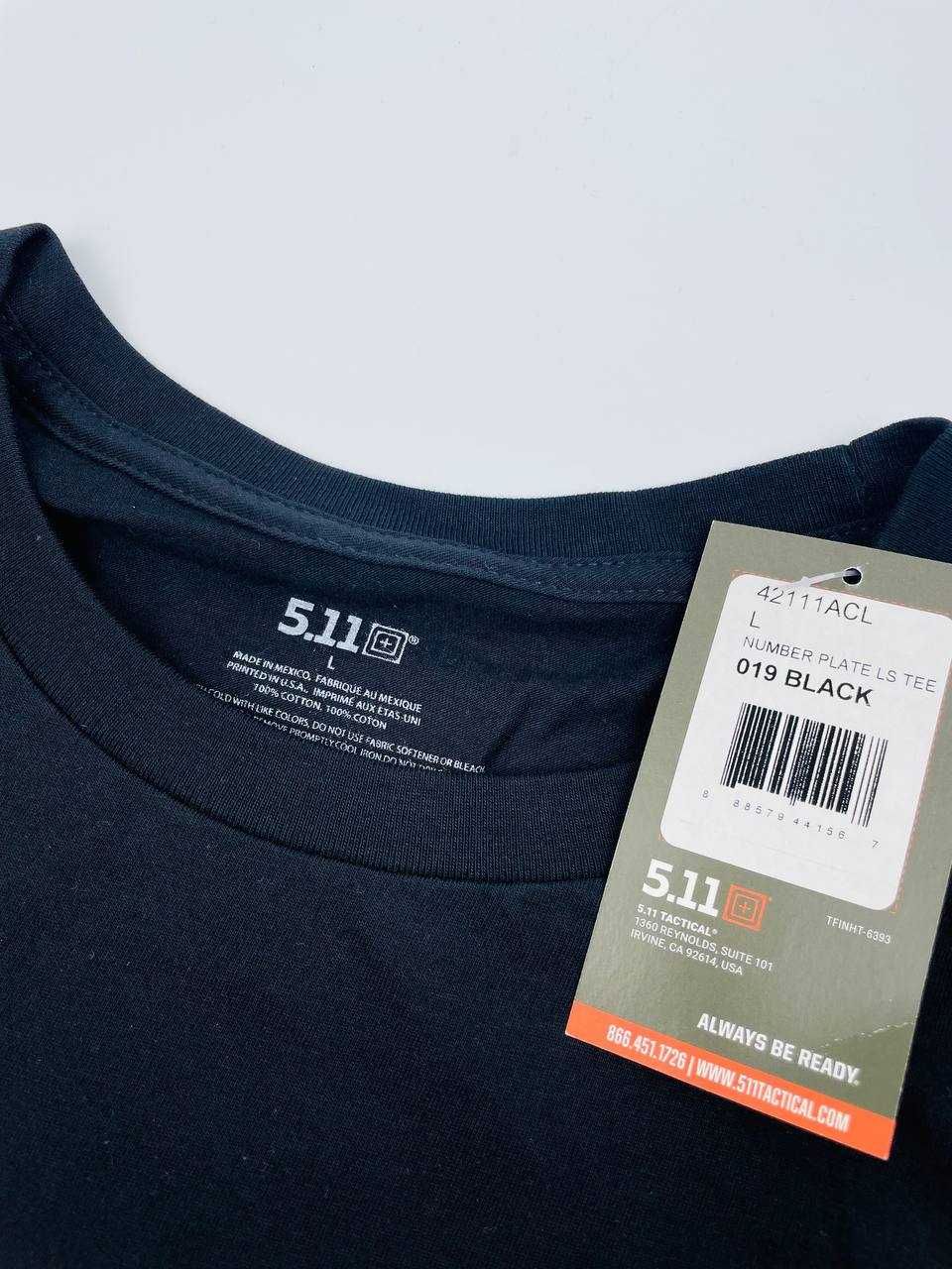 Реглан 5.11 Tactical Number Plate LS Tee, L, чорний/сірий
