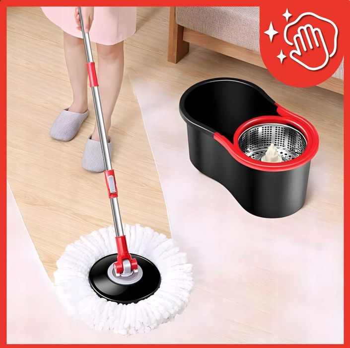 MOP OBROTOWY ROTACYJNY Z WIADREM dwukomorowym wkłady+gratis gąbki