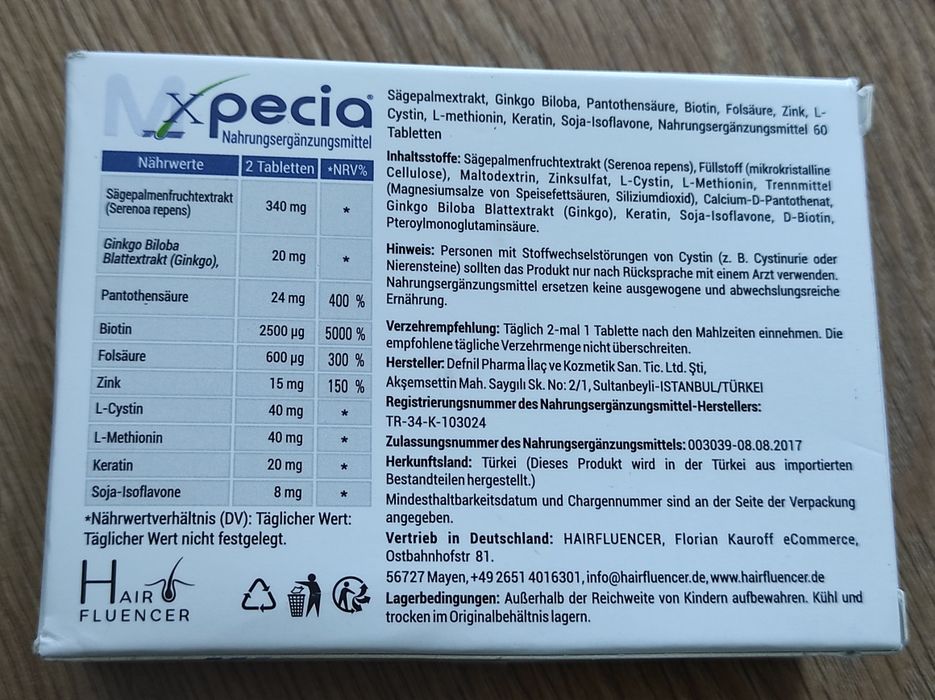 Xpecia przeciw wypadaniu włosów u mężczyzn DHT  2 opakowania