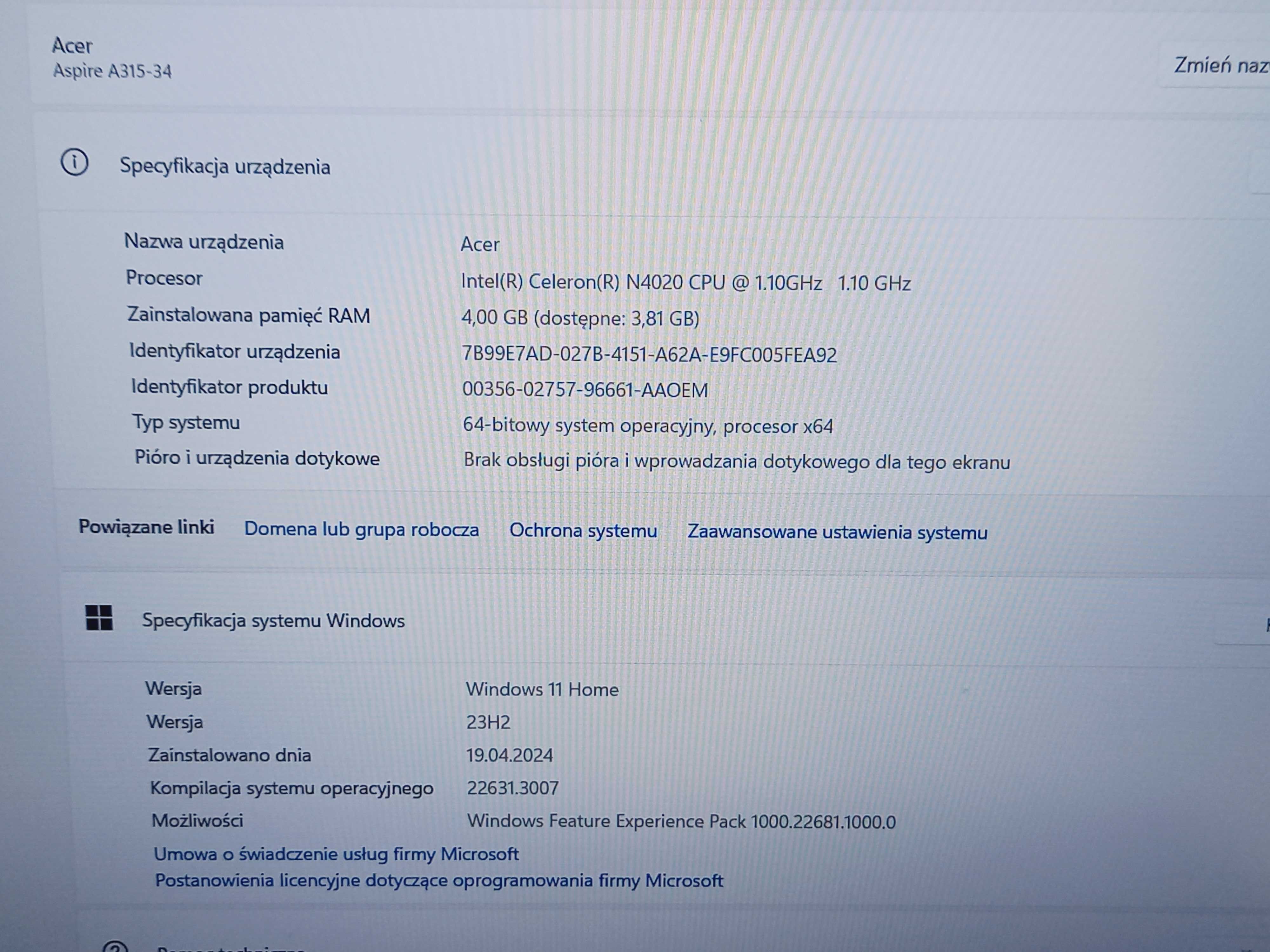 Laptop Acer N19H1