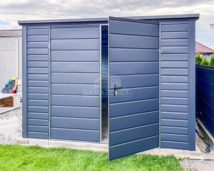 Schowek Domek Ogrodowy 3X4M Brama Dwuskrzydłowa Dach Spad W Tył Ts887