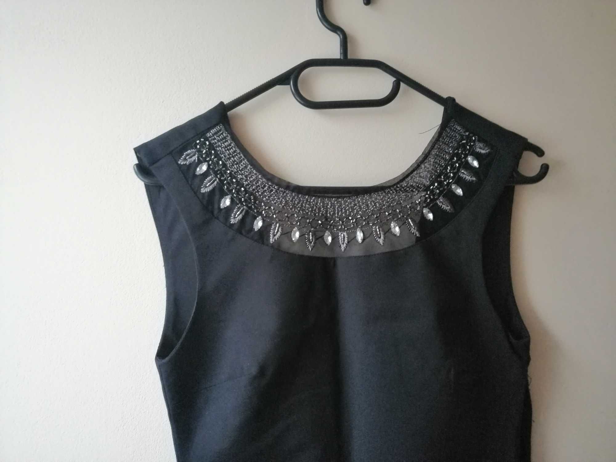 Sukienka Zara mala czarna krysztalki Xs/S mini