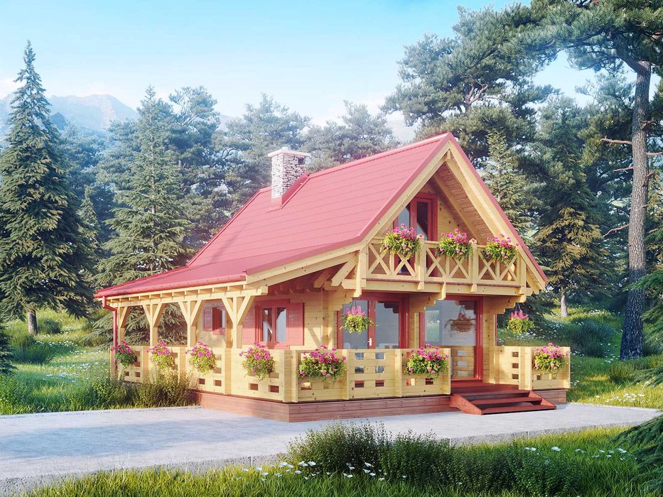 Drewniany domek letniskowy Alicja II 62+40m2-ROD, ośrodek wypoczynkowy