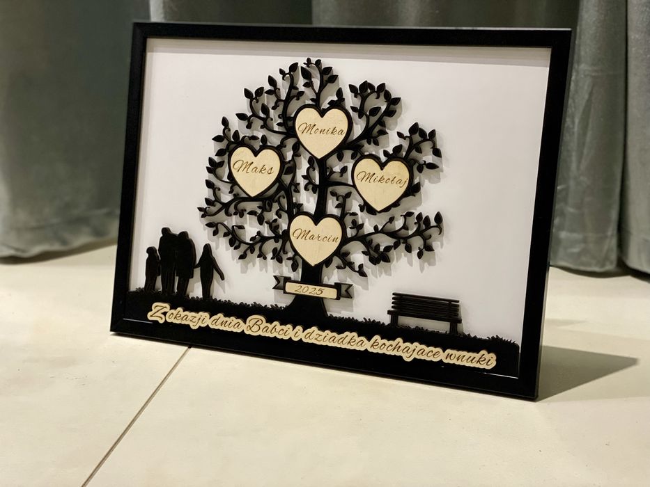 Dzien Babci i Dziadka projekt na zamowienie drzewo wnuki serca