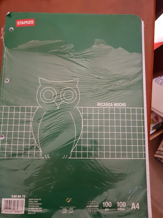 Recargas de papel quadriculado e de linhas