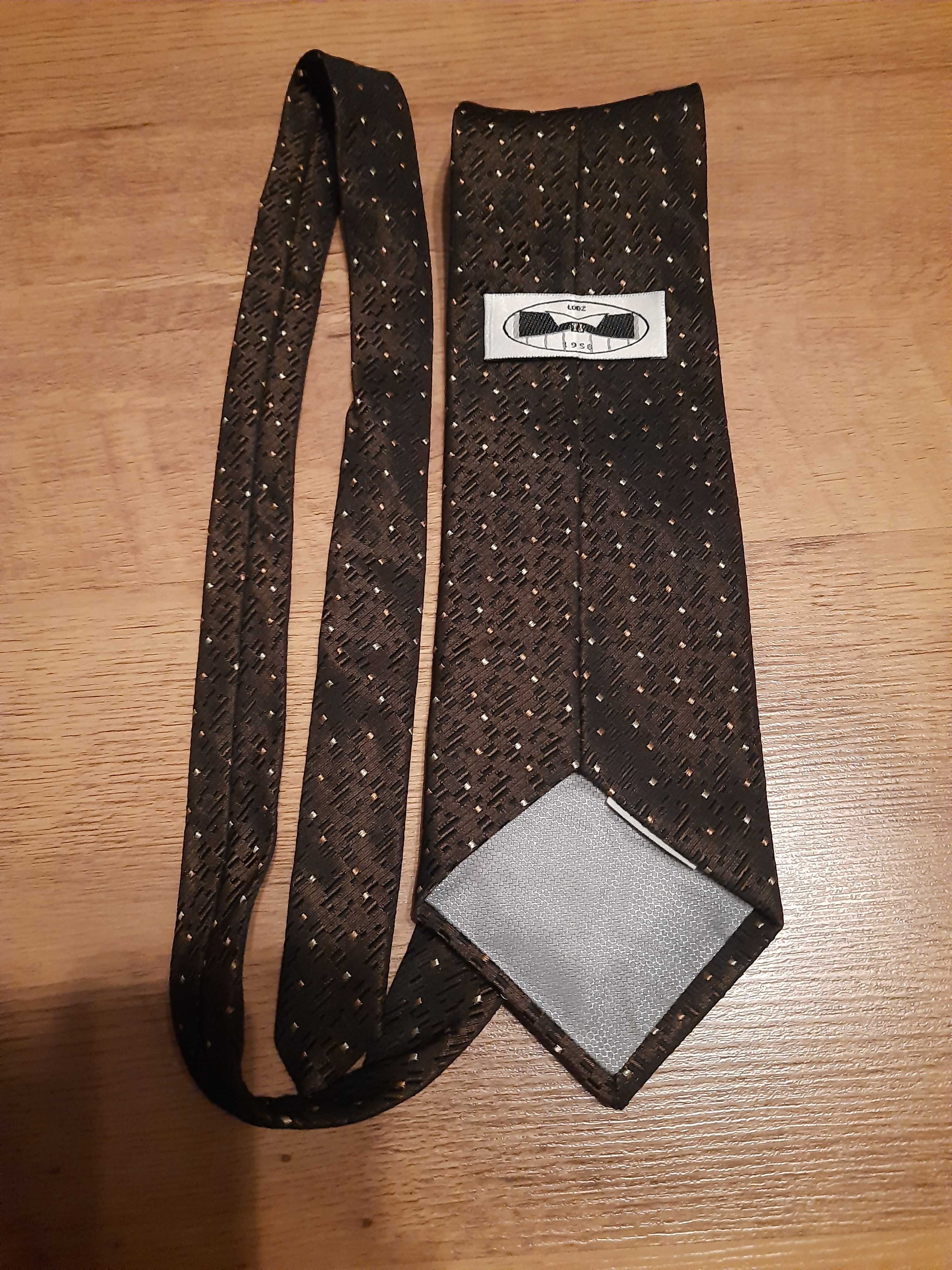 Krawat polskiej firmy włókienniczej TJ Łódź 1958 szerokość 10 cm