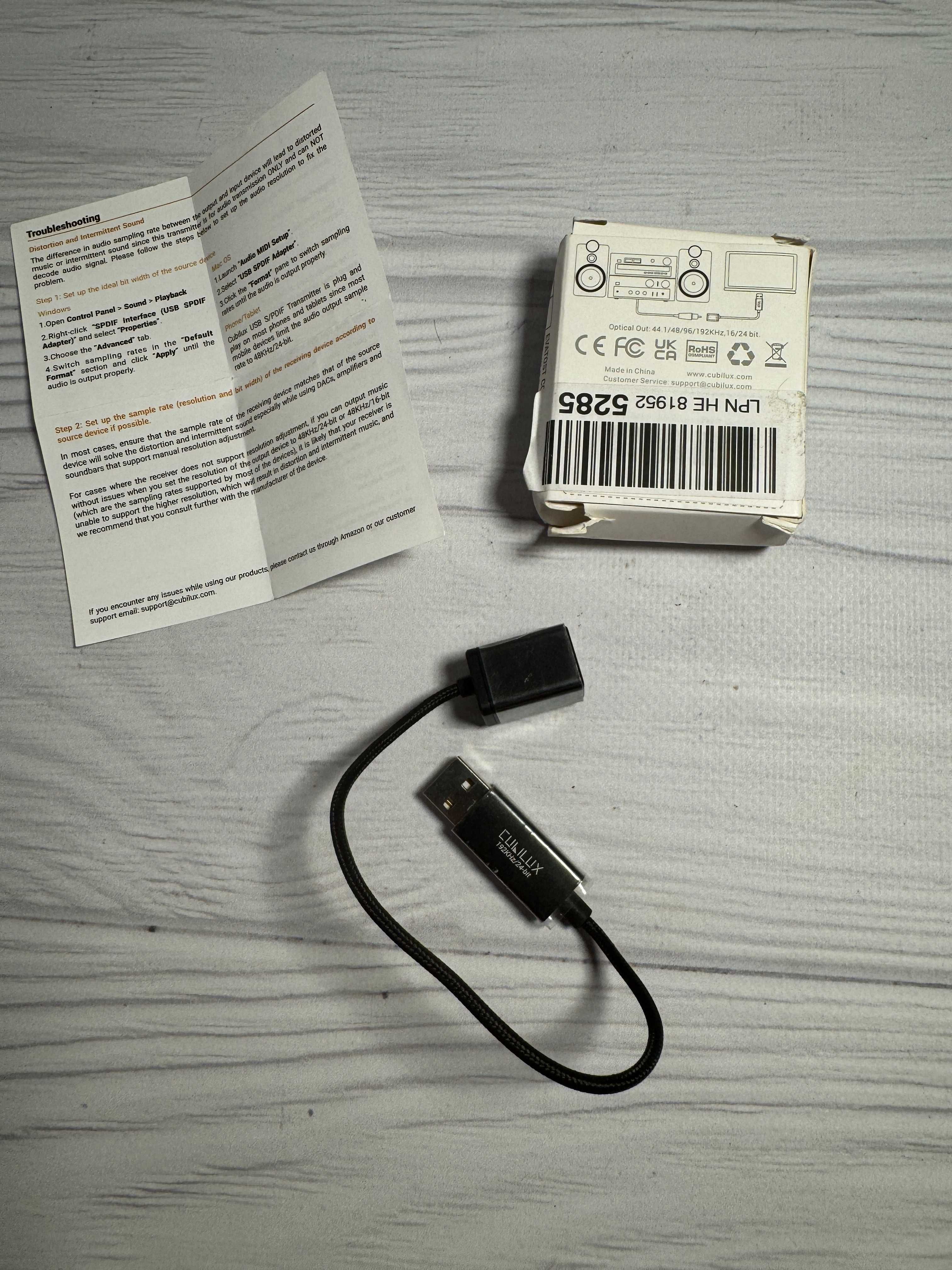 Адаптер Cubilux USB A (обмен/продажа) TOSLINK SPDIF Optical adapter
