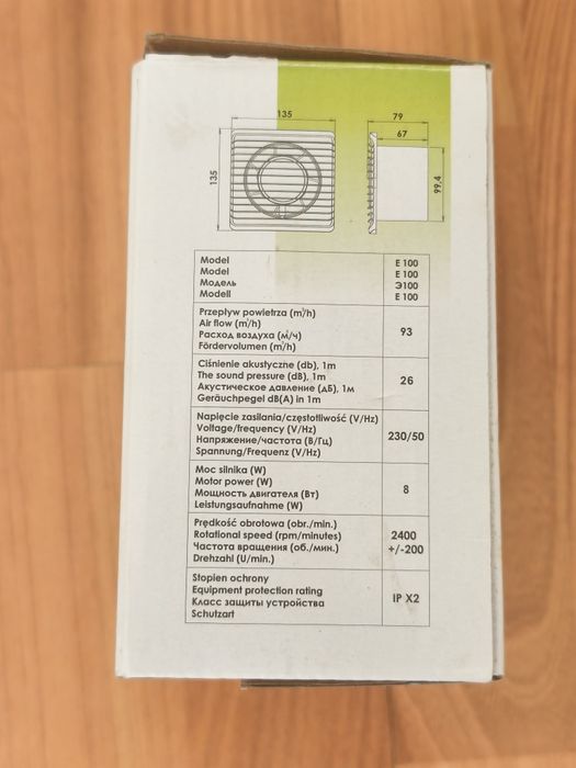 Wentylatory ścienne Planet Energy fi100 3 szt.