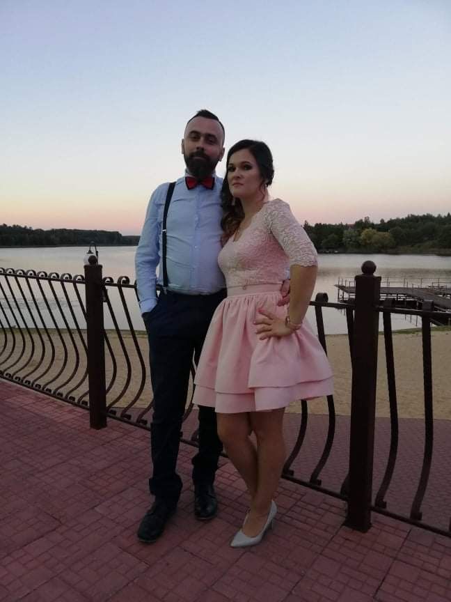 Sukienka roz M pudrowy róż