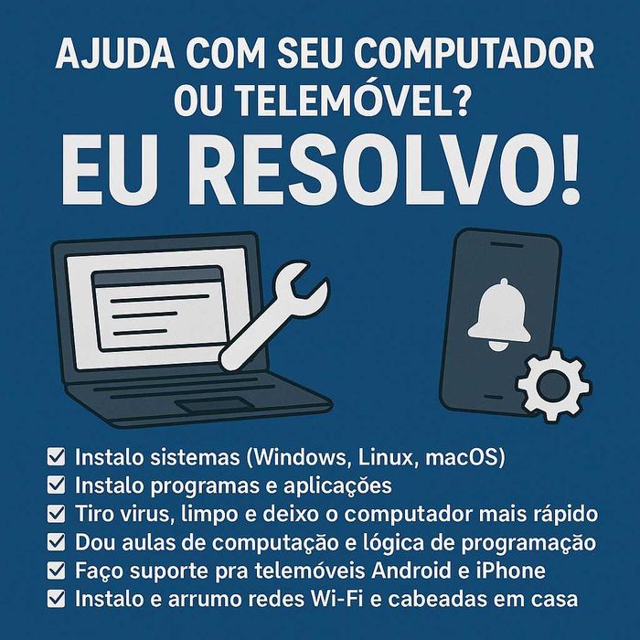SERVIÇOS DE INFORMÁTICA (SUPORTE TÉCNICO E AULAS PERSONALIZADAS)