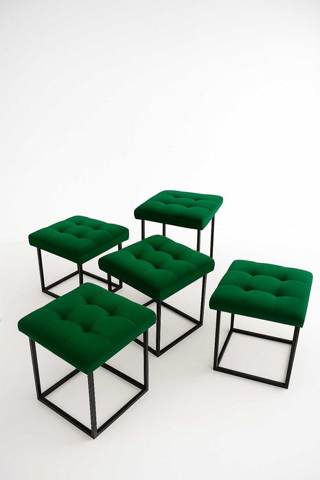 Pufa 5w1 tapicerowana Butelkowa zieleń / meble kompaktowe taborety