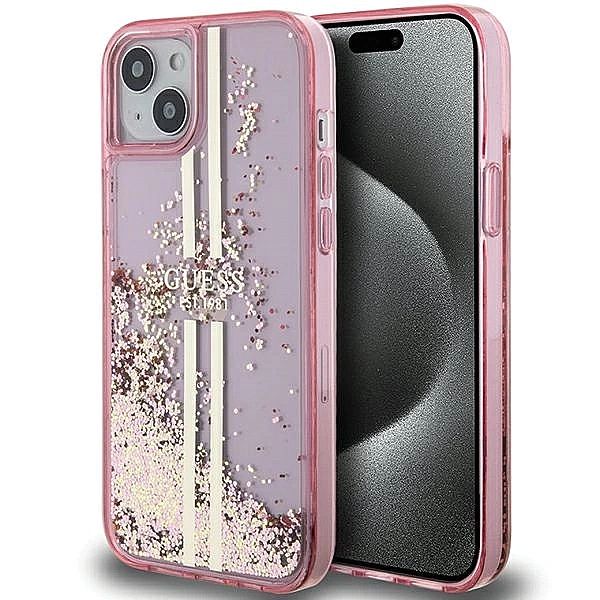 Etui Guess Liquid Glitter Gold Stripes na iPhone 15 Plus / 14 Plus - r