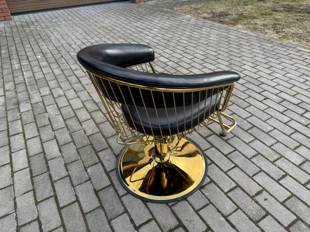 Hair System fotel fryzjerski Lille złoto czarny złoty