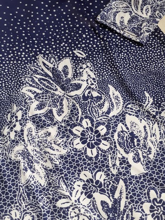 Elastyczna Sukienka niebieska koktajlowa z długim rękawem L M 65% bawe