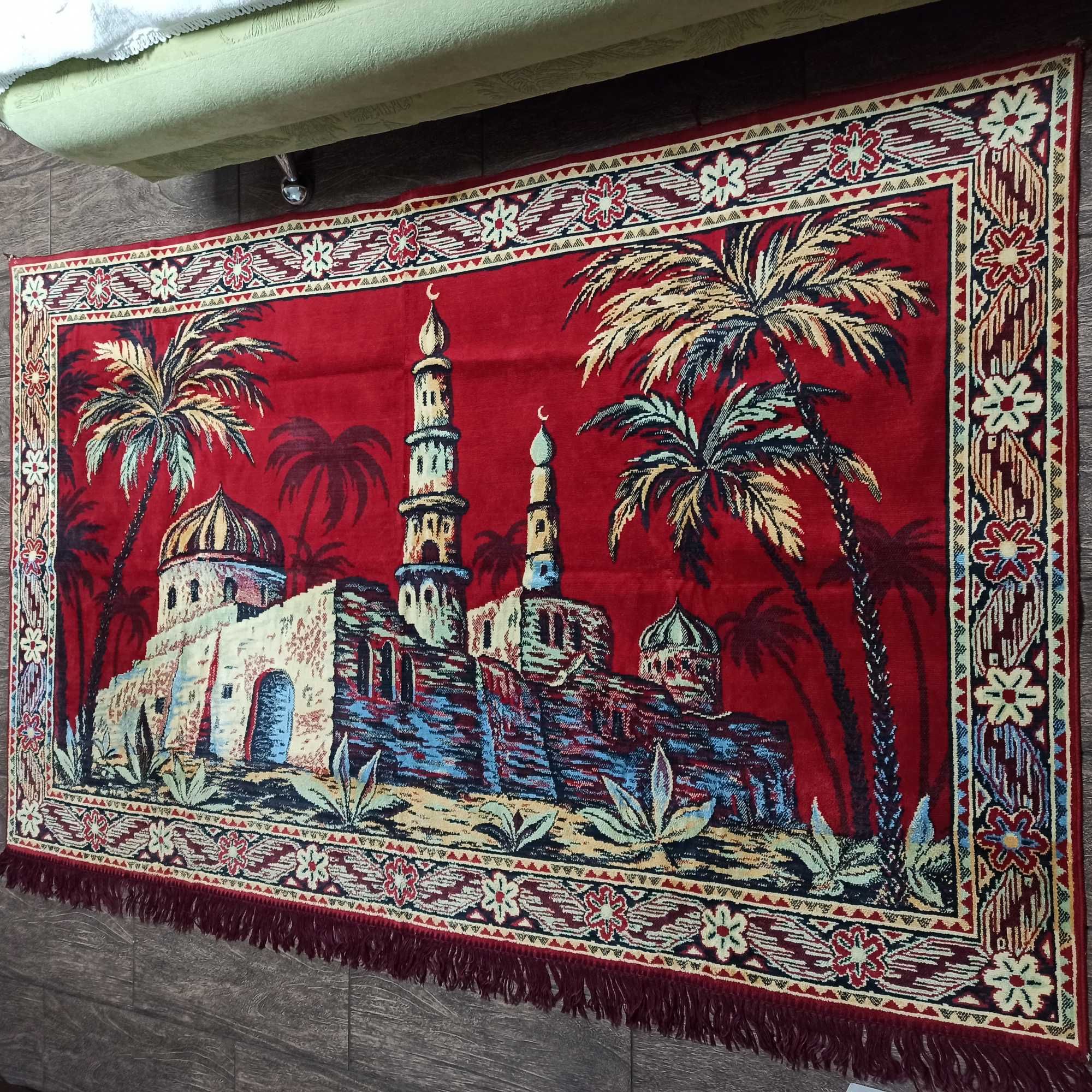 Раритетный восточный ковёр гобелен панно Мечеть Минарет Ислам