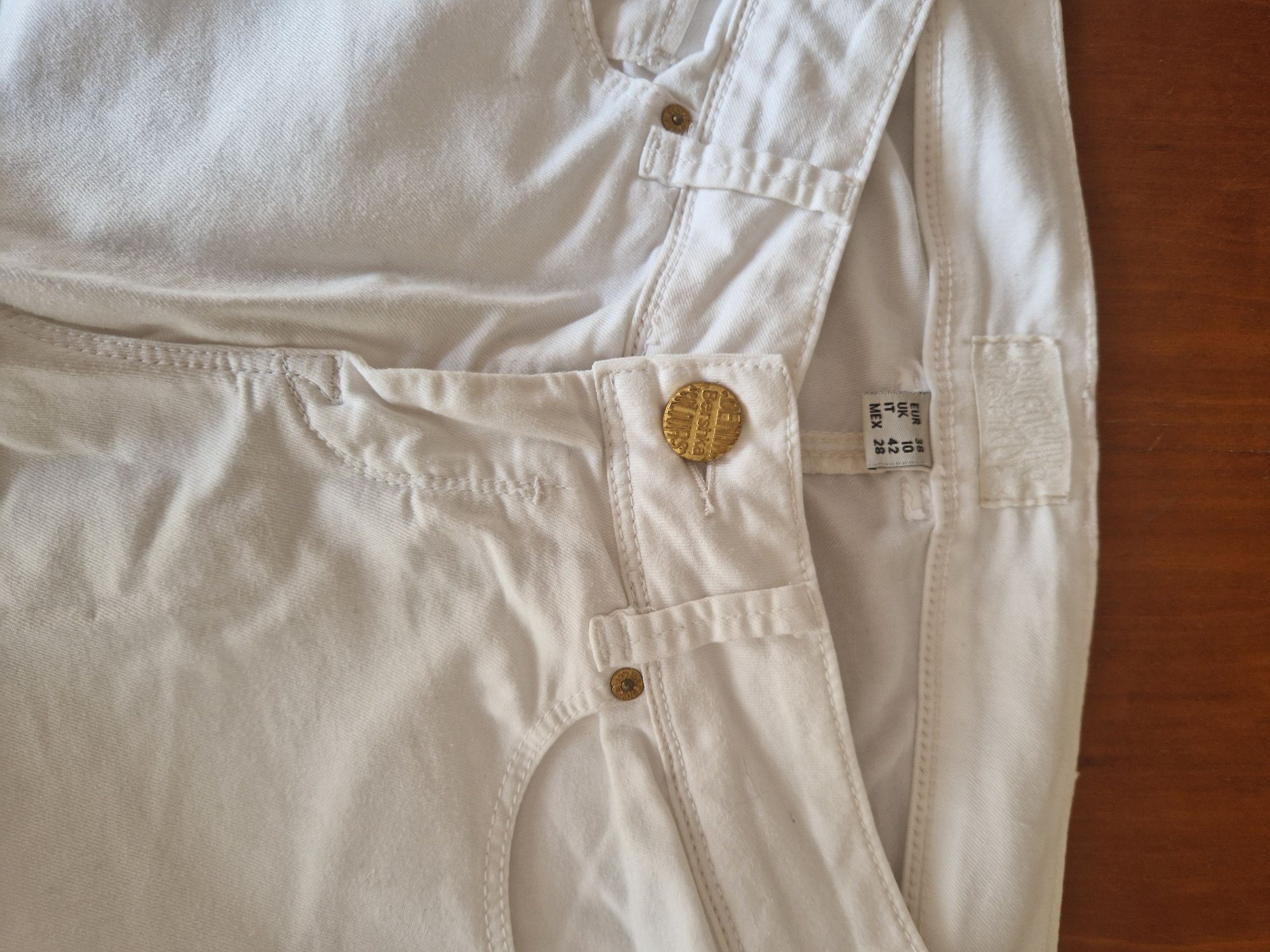 Calças jeans femininas Bershka brancas, 38