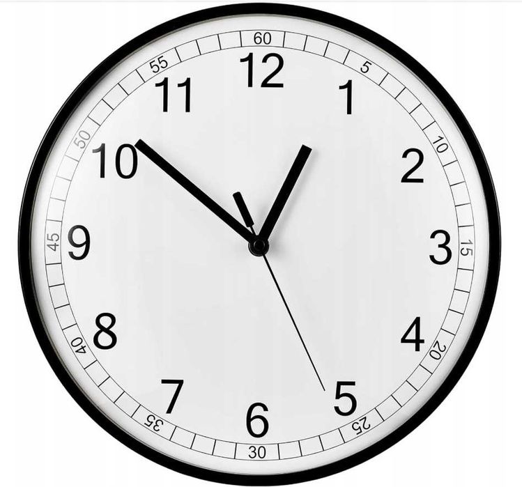 Zegar ścienny cichy analogowy czarny 30cm