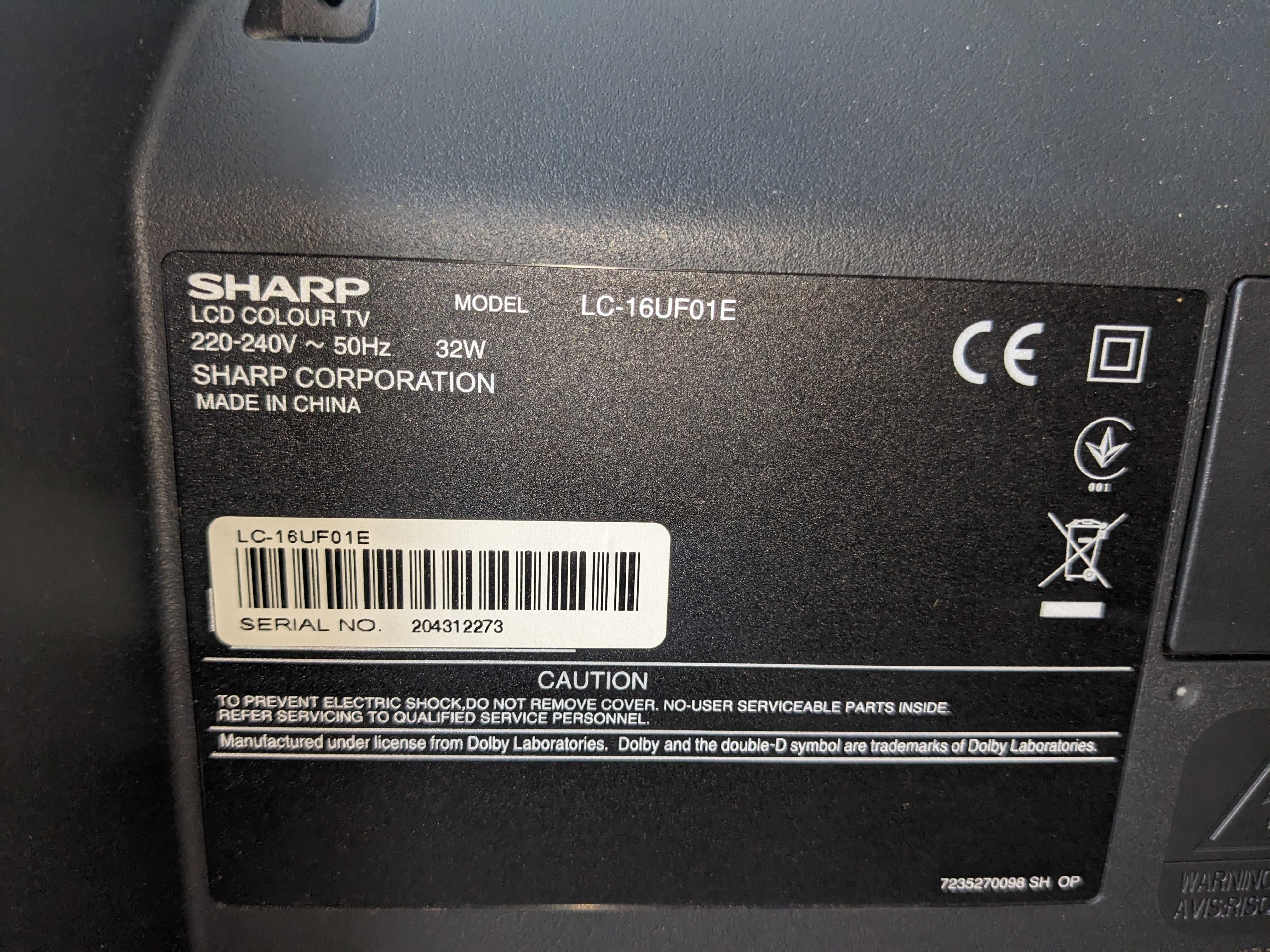 Телевизор SHARP 16'' (39см) HDMI USB  модель - LC-16UF01E