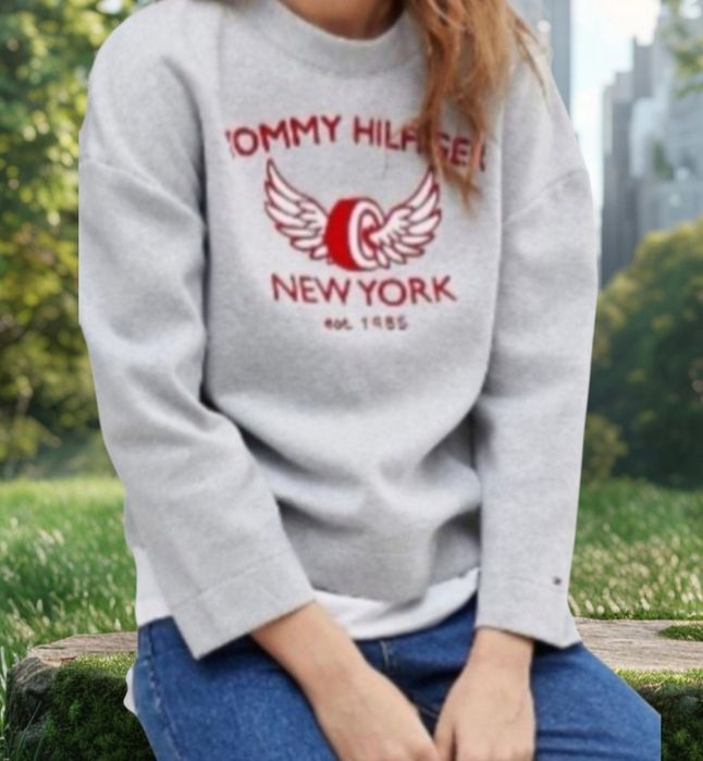 Tommy Hilfiger bluza damska w jasnym szarym kolorze L