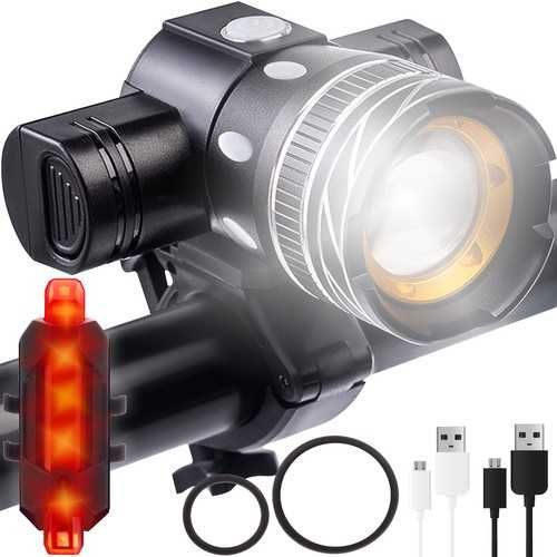 Lampka rowerowa T6 USB + tylne światło ROW