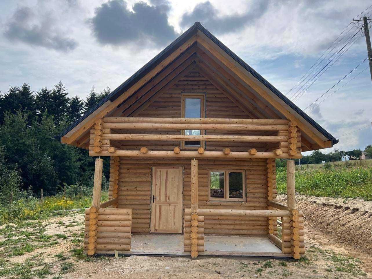 Domek z Bali Drewnianych Okrągłych 180 mm 50m2 z Poddaszem