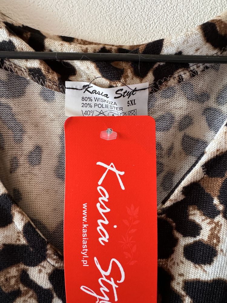 Nowa Sukienka wiskozowa w serek w panterkę 5 XL