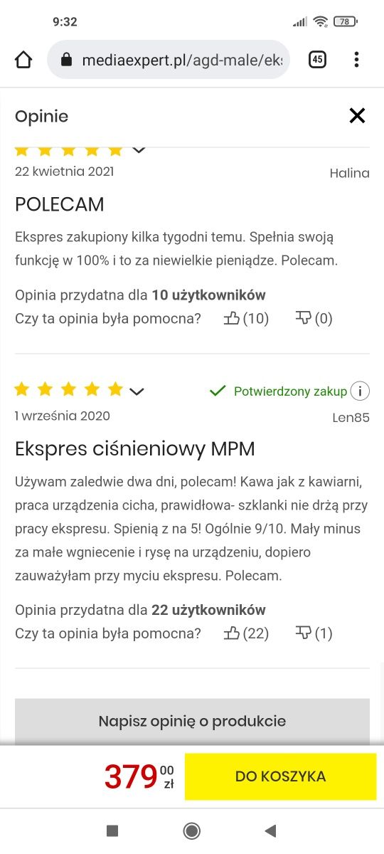 MPM ekspres do kawy kolbowy  nowy gwarancja