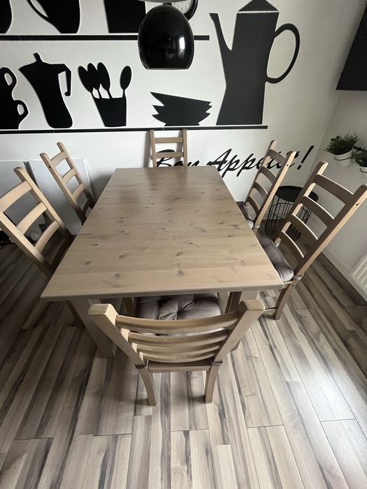 Ilea stół rozkladany i 6 krzeseł drewno