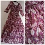 Figueroa & Flower XL Sukienka Hippie Boho Shabby Chic maxi purpurowa