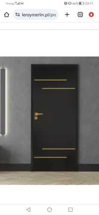 Drzwi  Signum 80 prawe czarny mat i złote +ościeżnica
