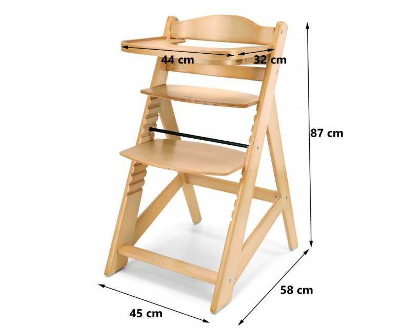 Krzesło do karmienia dzieci WOODY Moby-System – drewniane, solidne