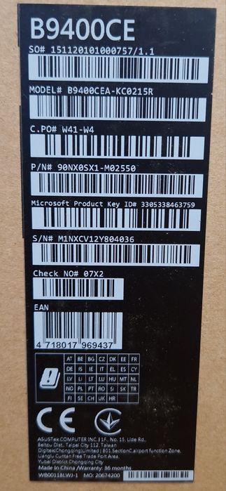 Ноутбук ASUS PRO B9400CEA-KC0215R (90NX0SX1-M02550)