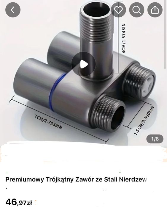 Nowy zawór podwójny kątowy ze stali nierdzewnej czarny