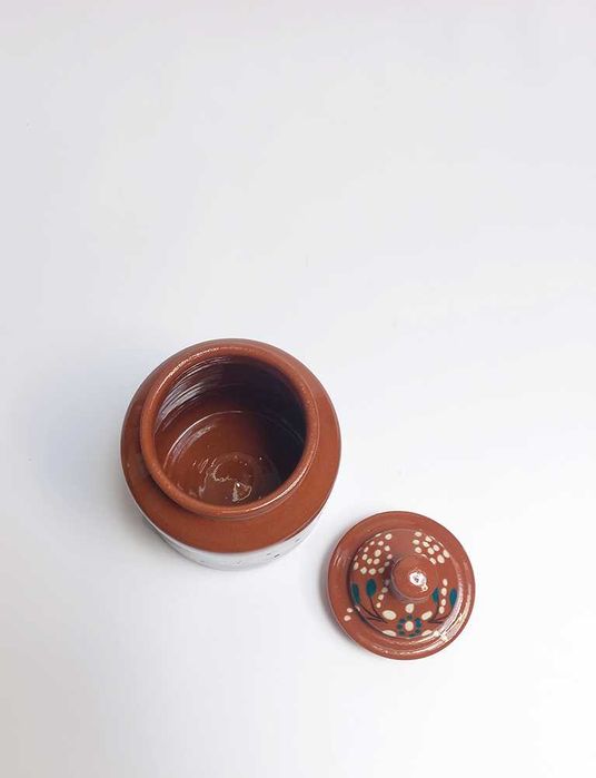 Pote Cerâmica Artística Floral Tampa Vermelho