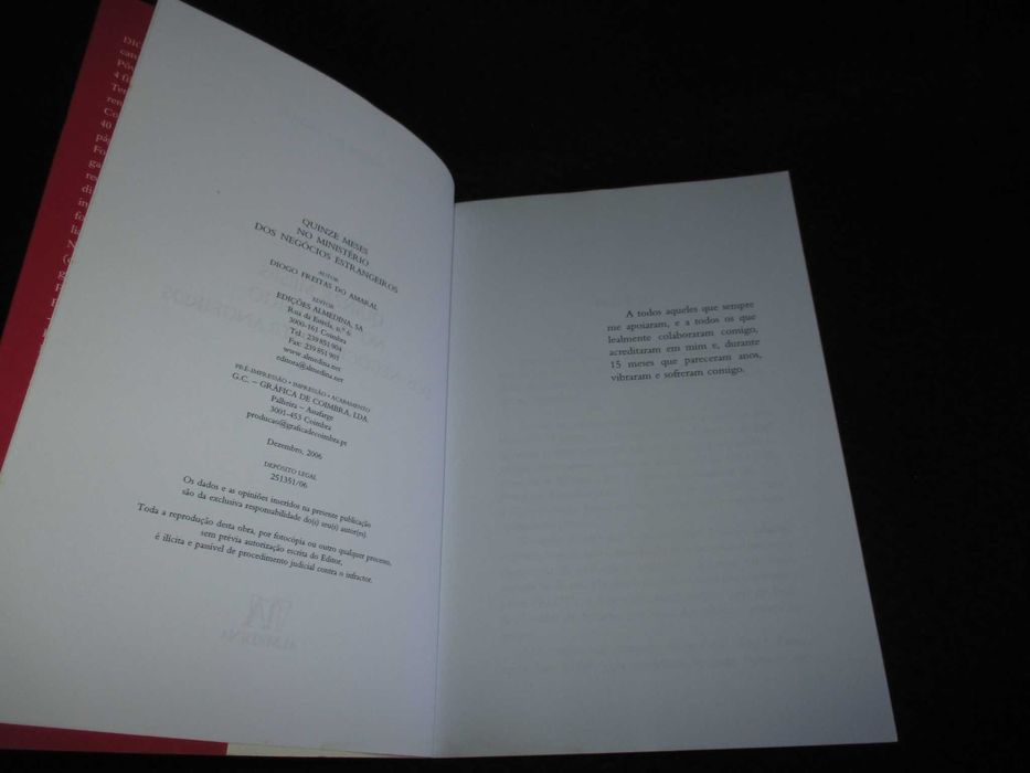 Livro 15 Meses no Ministério dos Negócios Estrangeiros Freitas Amaral