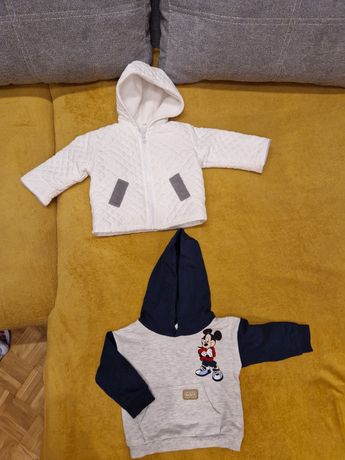 2 ciepłe bluzy z futerkiem dla chłopca niemowlaka Rozmiar 74