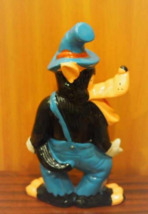 Antigas Figuras em Louça do Lobo Mau e 2 dos 3 Porquinhos 33cm Altura