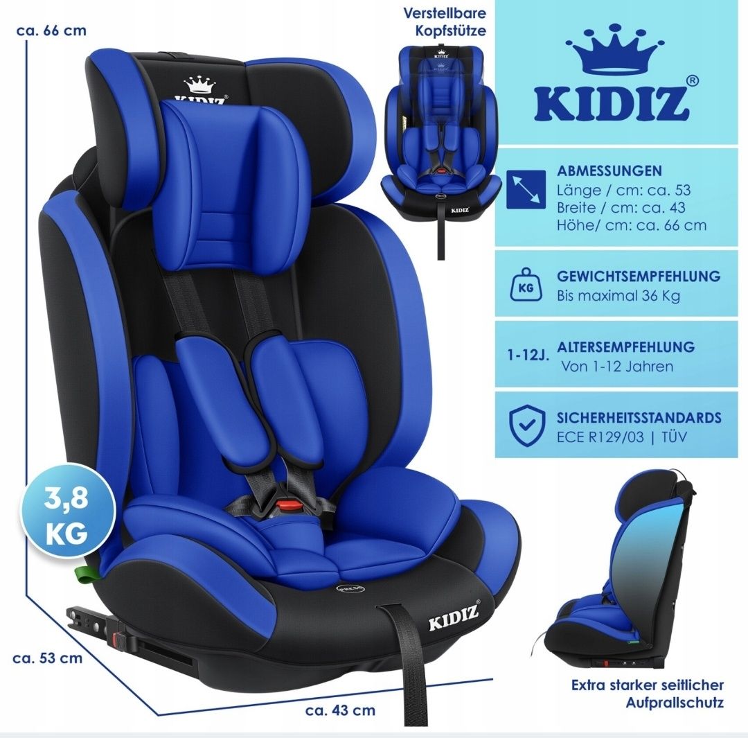Fotelik samochodowy isofix 0-36 kg