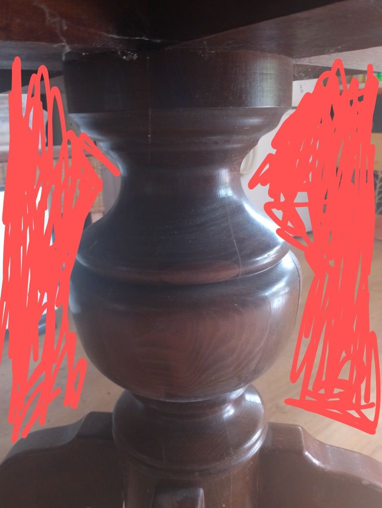 Stół okrągły drewniany, rozkładany, antyk