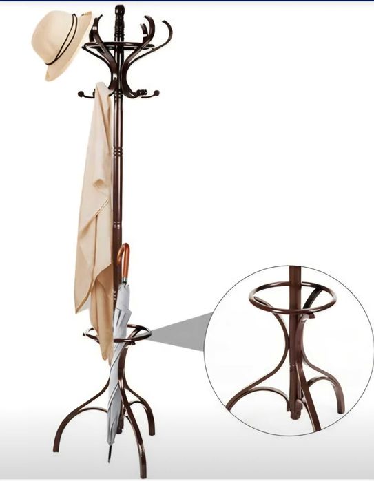 Drewniany obrotowy wieszak stojak na parasole 12 haczyków 182 cm