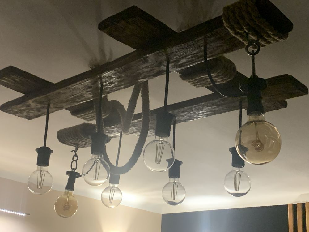 Lampa wisząca drewniana / żyrandol drewniany rekodzielo