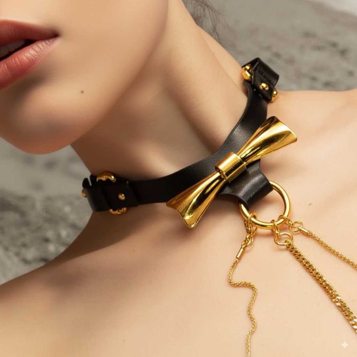 Чокер Upko Butterfly Упко кожаный "ошейник" с бантиком