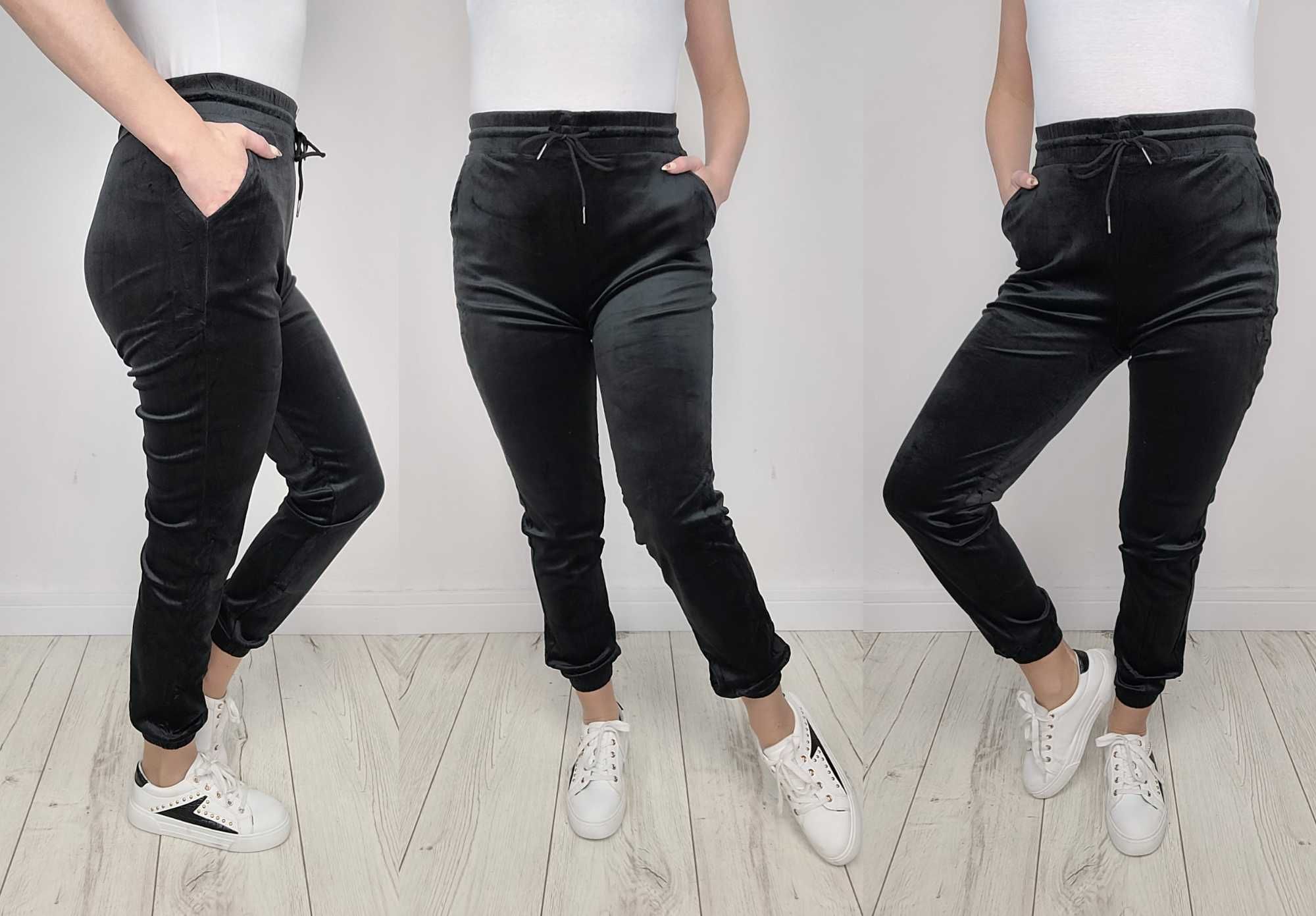 NOWE Spodnie welur DRESY welurowe DRES damski TU KUPUJESZ CZARNY S/M