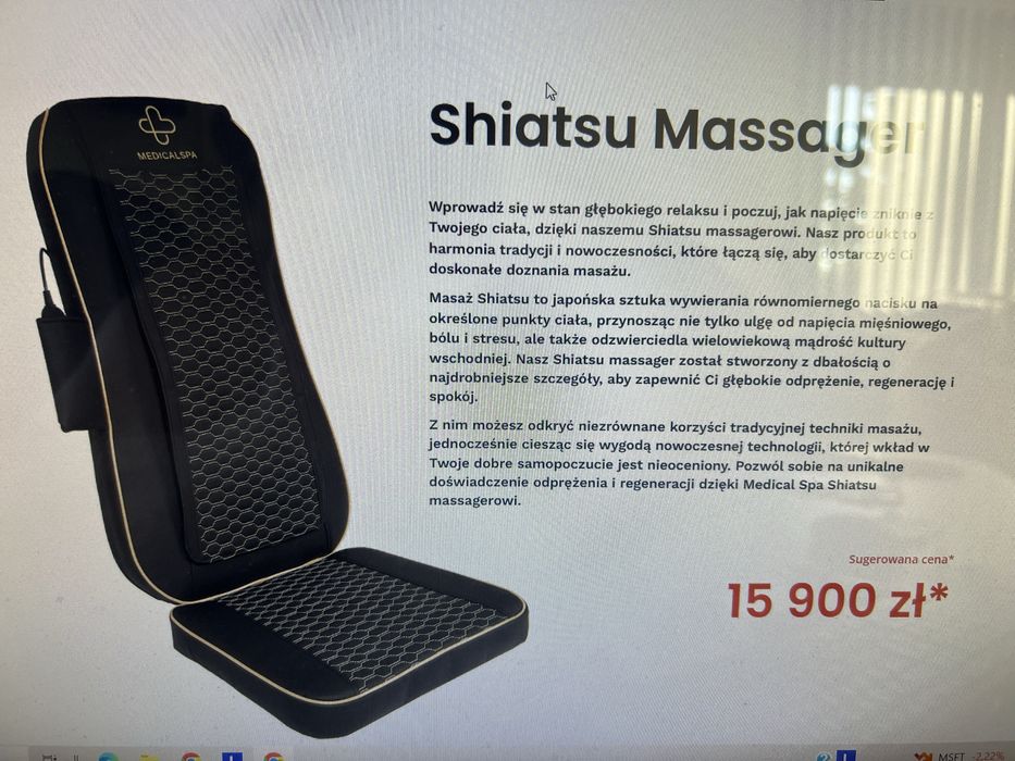 Oryginalna mata masujaca Medicalspa jak nowa!!! Shiatsu Massager