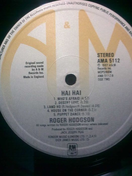 Roger Hodgson "Hai Hai" + Robbie Nevil "Wot's it To Ya"