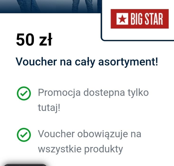 Voucher rabatowy Big Star 50 zł