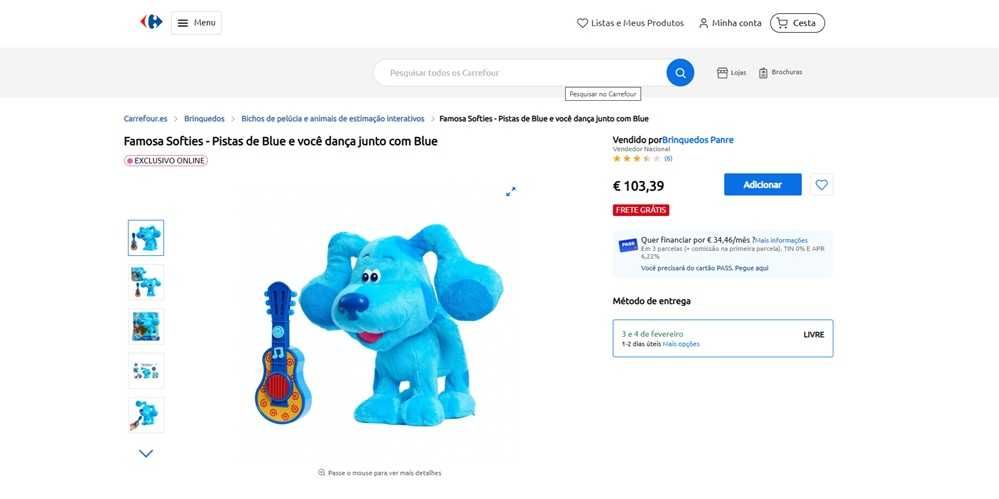 Famosa Peluche eletrónico Dance Along Blue (189)