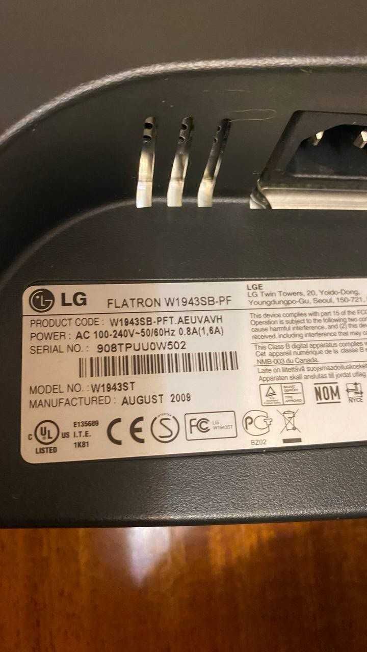 Монітор 19" LG Electronics W1943SB-PF