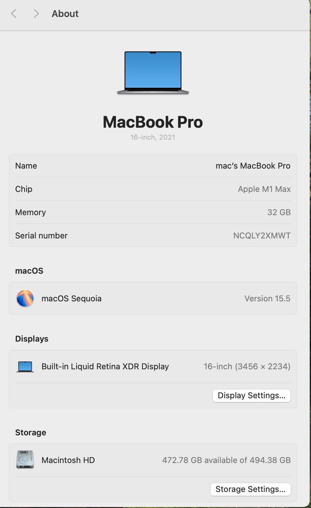 MacBook PRO 16 M1 MAX 10 CPU/ 24 GPU/ 32 RAM/ 512 Space