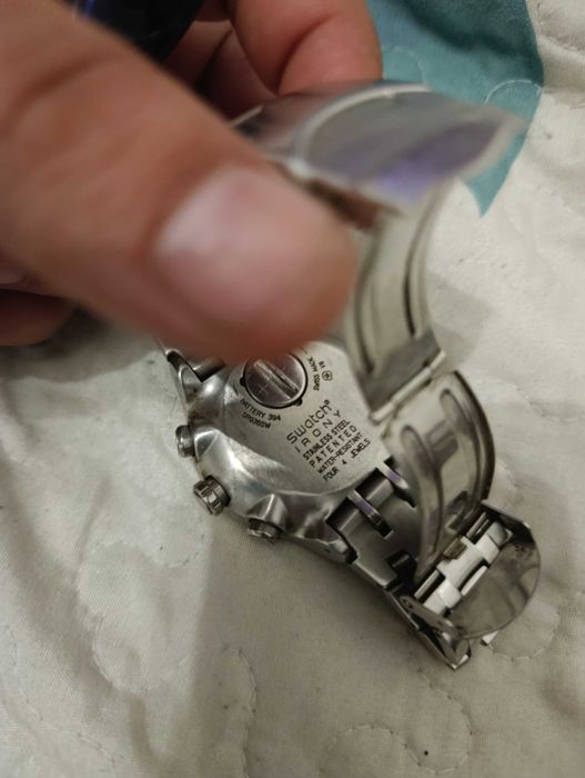 swatch irony chronograph worldtimer raro - aço inox - perfeito estado
